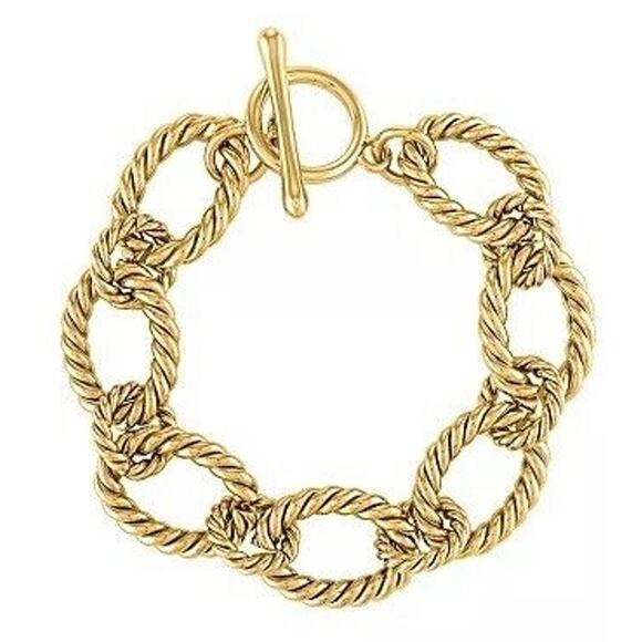 Oma Tha Label 18K Gold Plated Rope Bracelet Handmade Textured Trendy Thick NWT - Picture 1 of 7